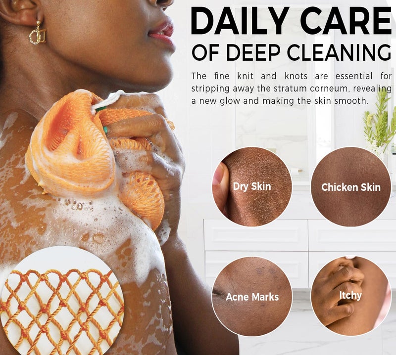 RelaxScene African Net Sponge Authentic - Real African Exfoliating Sponge with Knots - African Net Washcloths for Body Scrubber Exfoliator - Back Scrub for Shower - Image 5